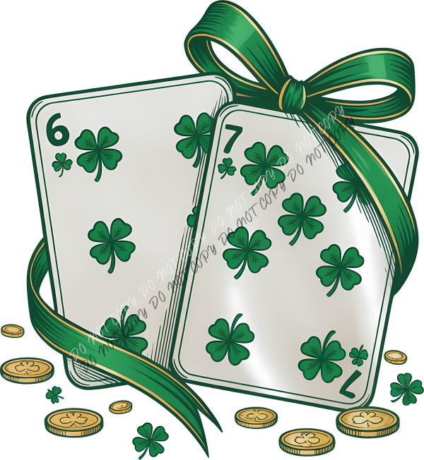 Lucky 6 7 Shamrock Cards DTF Transfer RTP DTF Transfers