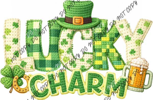 Lucky Charm Faux Crochet DTF Transfer RTP DTF Transfers