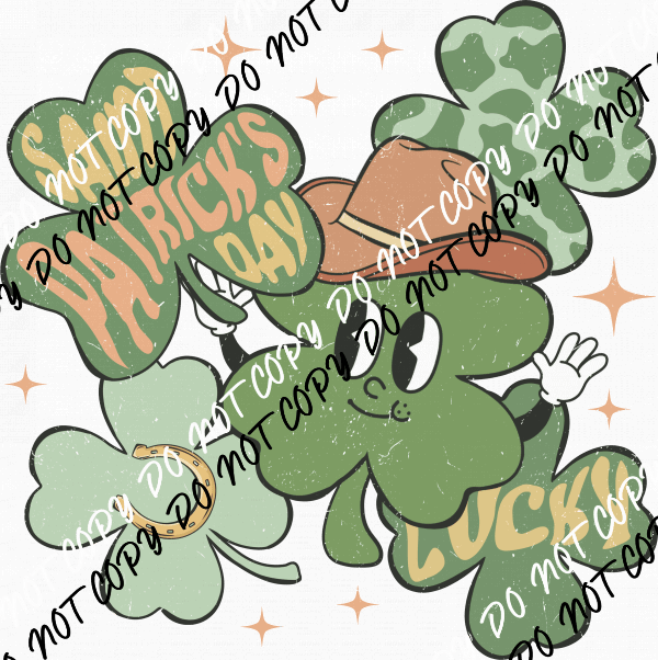 Lucky Cowboy Shamrock St. Patrick's Day DTF Transfer - We Print U Press DTF Transfers