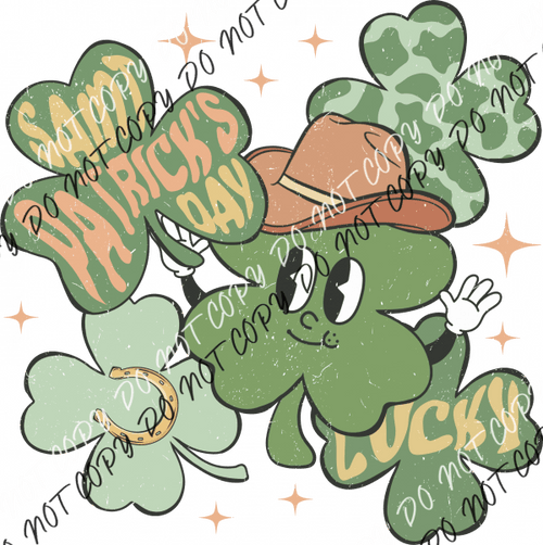 Lucky Cowboy Shamrock St. Patrick’s Day Dtf Transfer