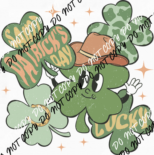 Lucky Cowboy Shamrock St. Patrick's Day DTF Transfer - We Print U Press DTF Transfers