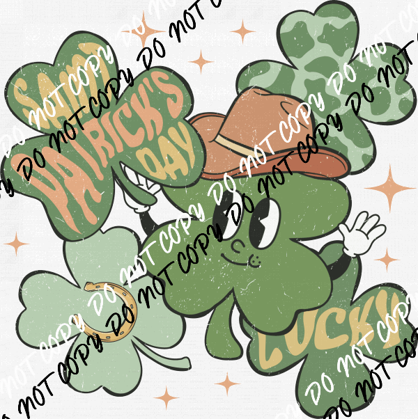 Lucky Cowboy Shamrock St. Patrick's Day DTF Transfer - We Print U Press DTF Transfers