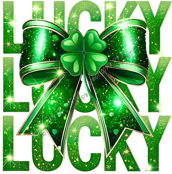 Lucky Green Sparkle Bow DTF Transfer RTP DTF Transfers