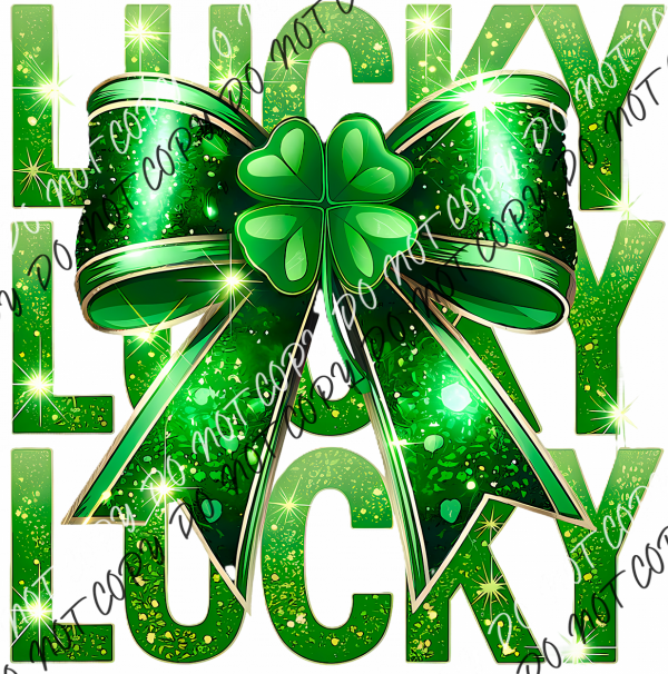Lucky Green Sparkle Bow DTF Transfer RTP DTF Transfers