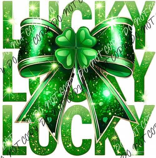 Lucky Green Sparkle Bow DTF Transfer RTP DTF Transfers