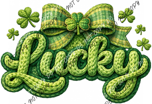 Lucky Knit Bow DTF Transfer RTP DTF Transfers
