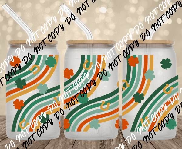 Lucky Rainbows UV transfer for 16 oz Glass Can - We Print U Press DTF Transfers