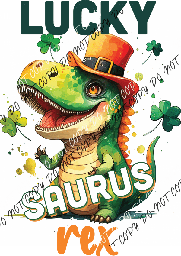 ’Lucky Saurus Rex’ St. Patrick’s Day Dtf Transfer