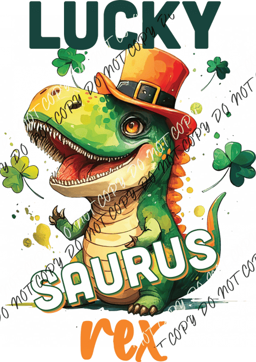 ’Lucky Saurus Rex’ St. Patrick’s Day Dtf Transfer