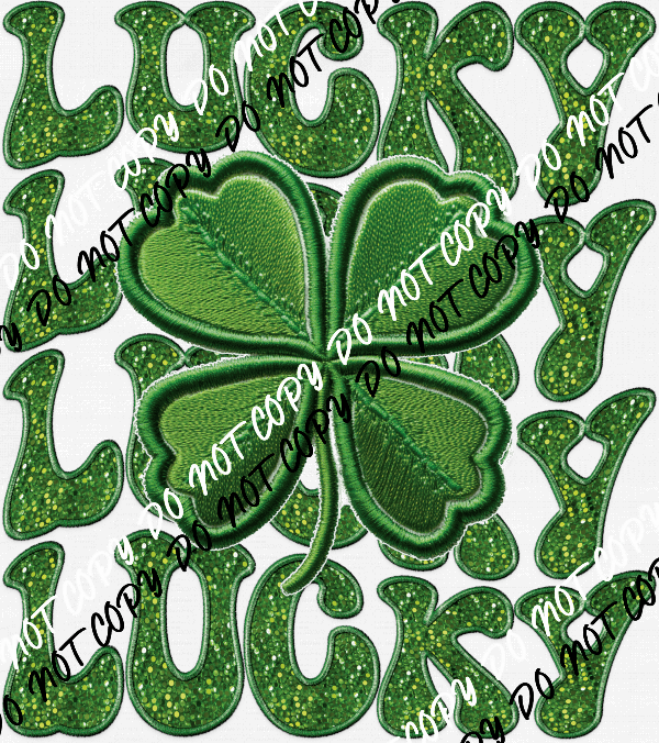 Lucky Shamrock faux sequin and embroidery DTF Transfer - We Print U Press DTF Transfers