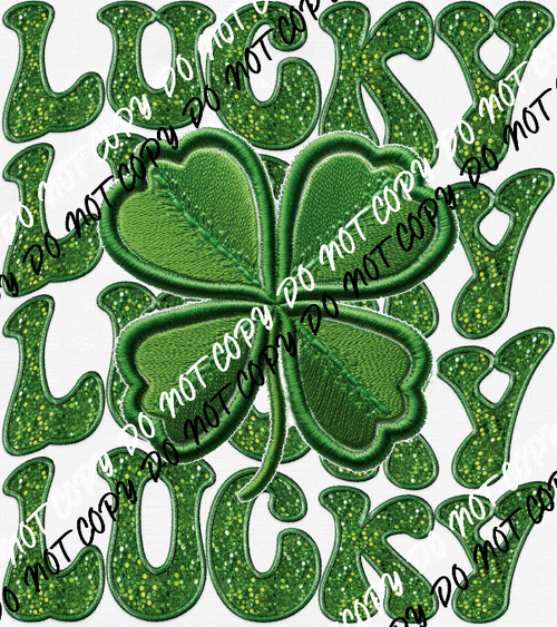 Lucky Shamrock faux sequin and embroidery DTF Transfer - We Print U Press DTF Transfers