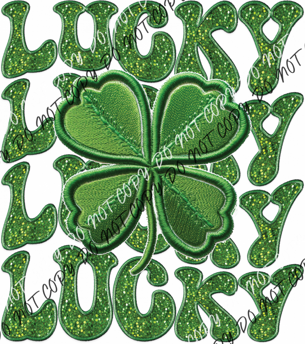 Lucky Shamrock Faux Sequin And Embroidery Dtf Transfer Rtp Transfers