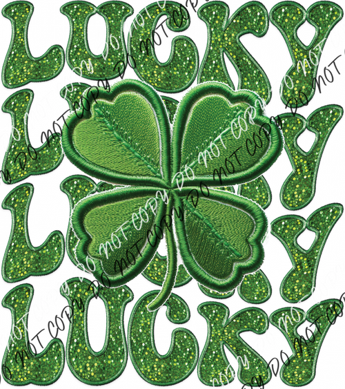 Lucky Shamrock Faux Sequin And Embroidery Dtf Transfer Rtp Transfers