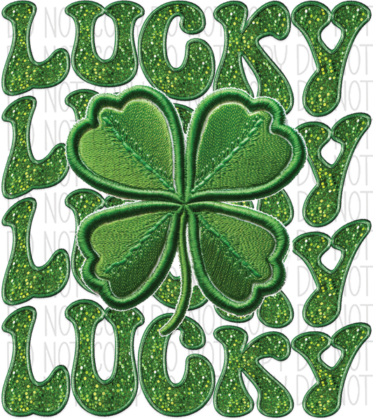 Lucky Shamrock Faux Sequin And Embroidery Dtf Transfer Rtp Transfers