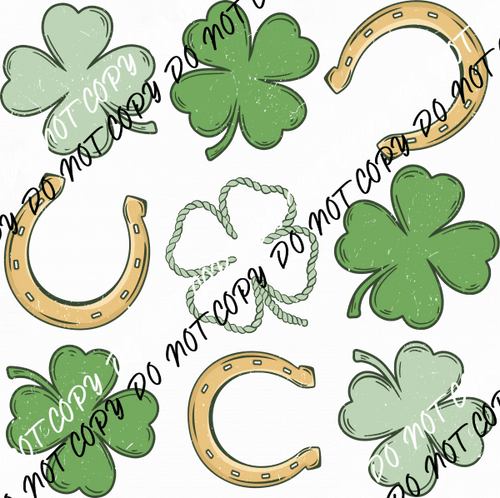 Lucky Shamrocks and Horseshoes DTF Transfer - We Print U Press DTF Transfers