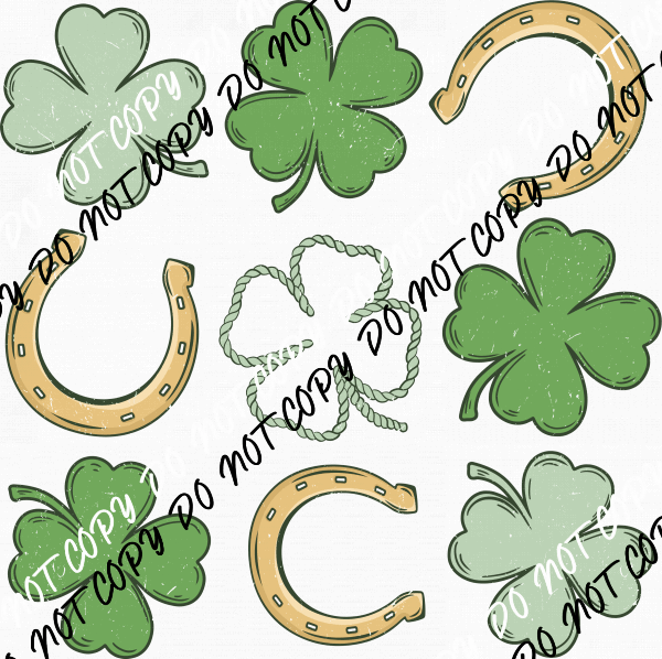 Lucky Shamrocks and Horseshoes DTF Transfer - We Print U Press DTF Transfers