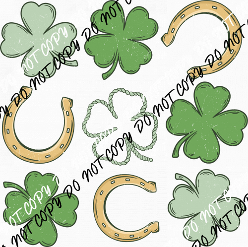 Lucky Shamrocks and Horseshoes DTF Transfer - We Print U Press DTF Transfers