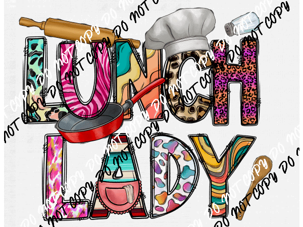 Lunch Lady Words DTF Transfer - We Print U Press DTF Transfers