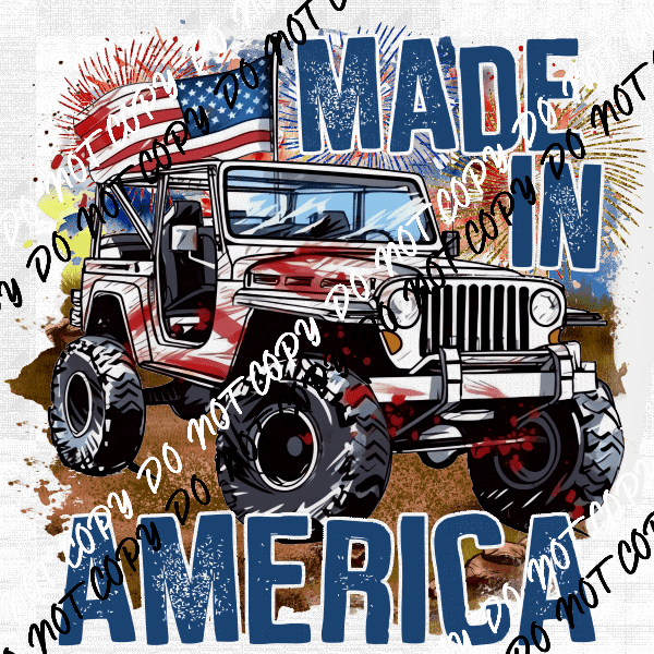 Made in America Jeep DTF Transfer - We Print U Press DTF Transfers