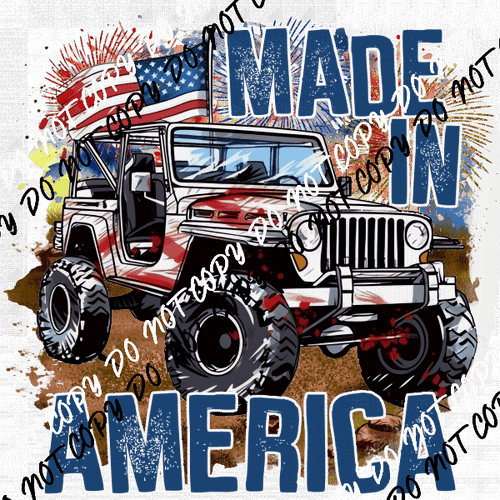 Made in America Jeep DTF Transfer - We Print U Press DTF Transfers