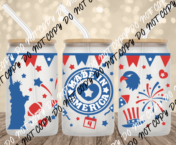 Made in America UV Transfer for 16 oz Glass Can - We Print U Press DTF Transfers