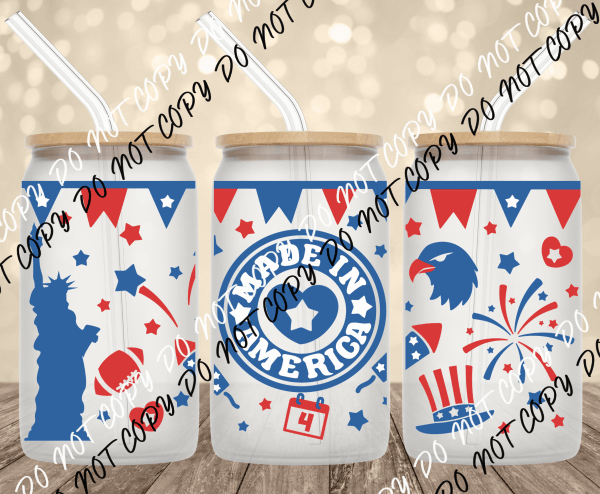 Made in America UV Transfer for 16 oz Glass Can - We Print U Press DTF Transfers