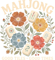 Mahjong Good Tiles Good Times Vintage Floral DTF Transfer