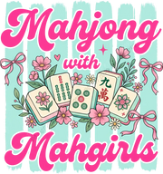 Mahjong With Mahgirls Pink Floral Tiles DTF Transfer