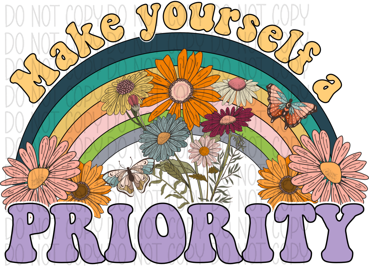 Make Yourself A Priority Floral Rainbow Dtf Transfer