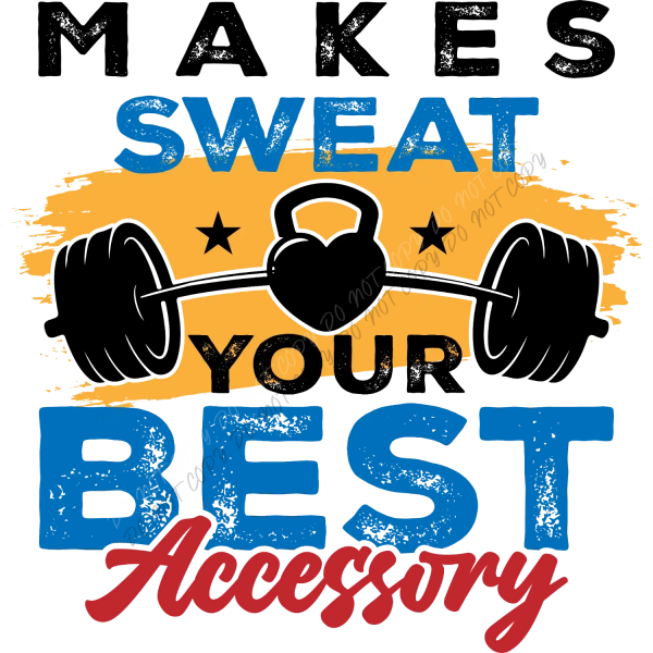 Bold black and blue fitness design with kettlebell graphic, stars, and motivational text ready to press dtf transfer