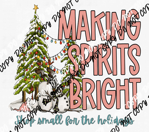 Making Spirits Bright Shop Small DTF Transfer - We Print U Press DTF Transfers