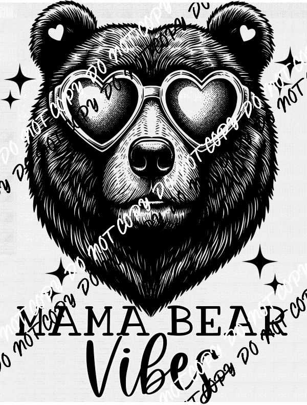 Mama Bear Vibes with Heart Glasses DTF Transfer - We Print U Press DTF Transfers