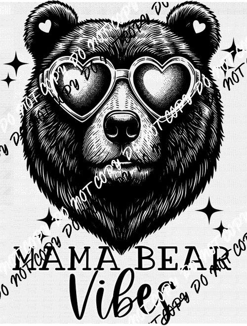 Mama Bear Vibes with Heart Glasses DTF Transfer - We Print U Press DTF Transfers