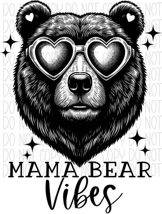 Mama Bear Vibes With Heart Glasses Dtf Transfer Rtp Transfers