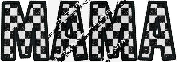 Mama Black and White Check text faux embroidery DTF Transfer - We Print U Press DTF Transfers