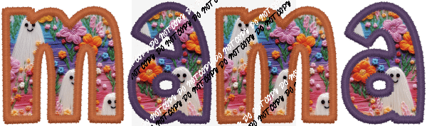 Mama Cute Ghost Text faux embroidery DTF Transfer - We Print U Press DTF Transfers