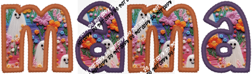 Mama Cute Ghost Text faux embroidery DTF Transfer - We Print U Press DTF Transfers