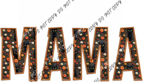 Mama Halloween Fabric Text Faux Embroidery Dtf Transfer Rtp Transfers