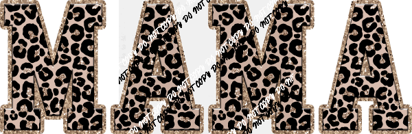 Mama Leopard text faux sequin trim DTF Transfer - We Print U Press DTF Transfers