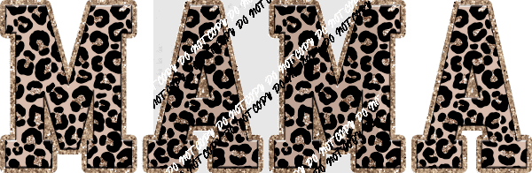Mama Leopard text faux sequin trim DTF Transfer - We Print U Press DTF Transfers