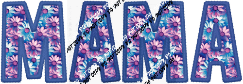 Mama Pink and Blue text faux embroidery DTF Transfer - We Print U Press DTF Transfers