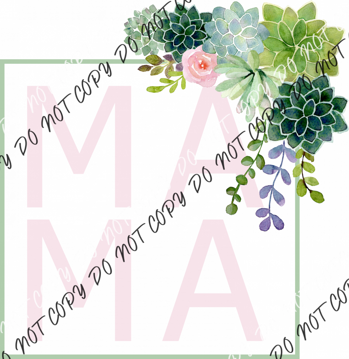Mama Square With Succulents Dtf Transfer