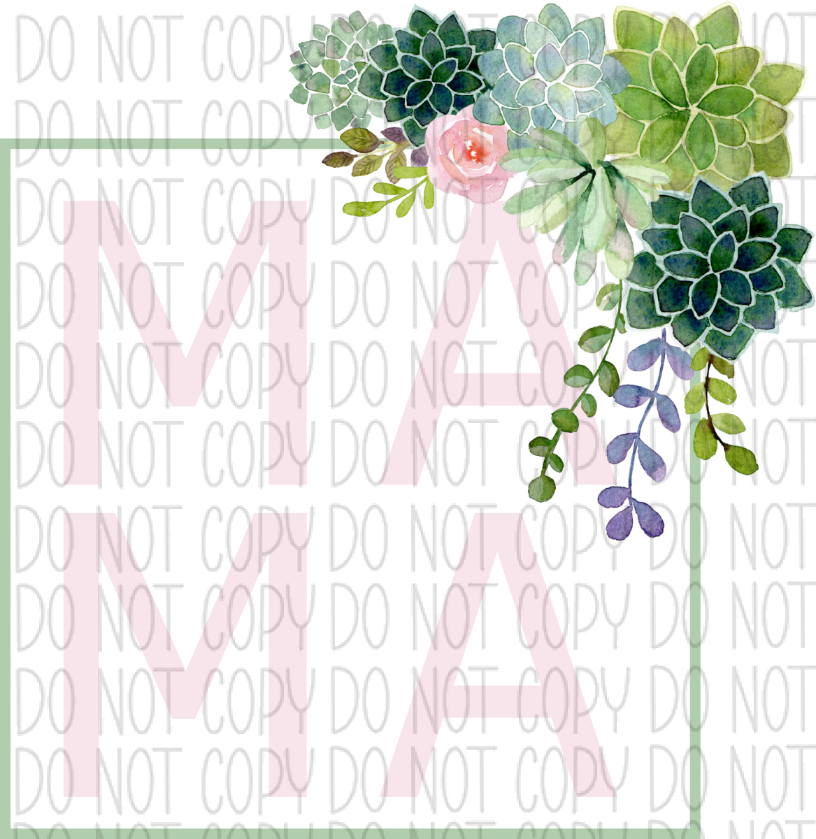 Mama Square With Succulents Dtf Transfer