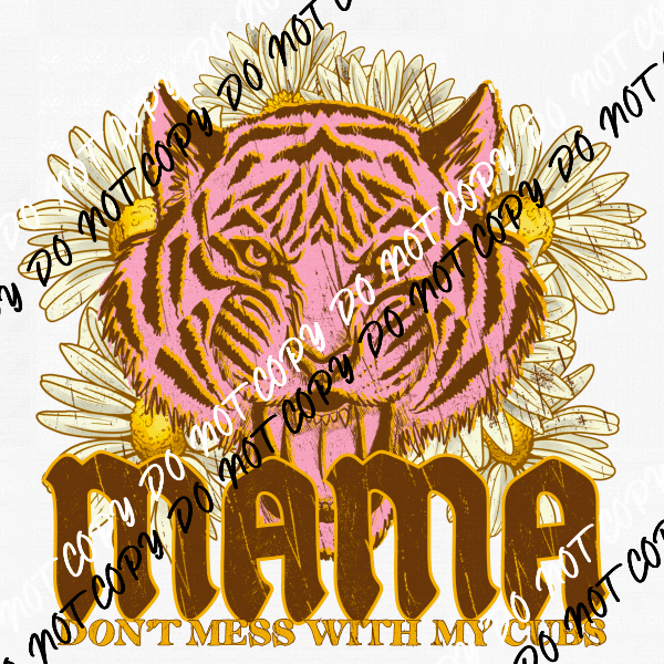 Mama Tiger Pink Flowers Vintage DTF Transfer - We Print U Press DTF Transfers