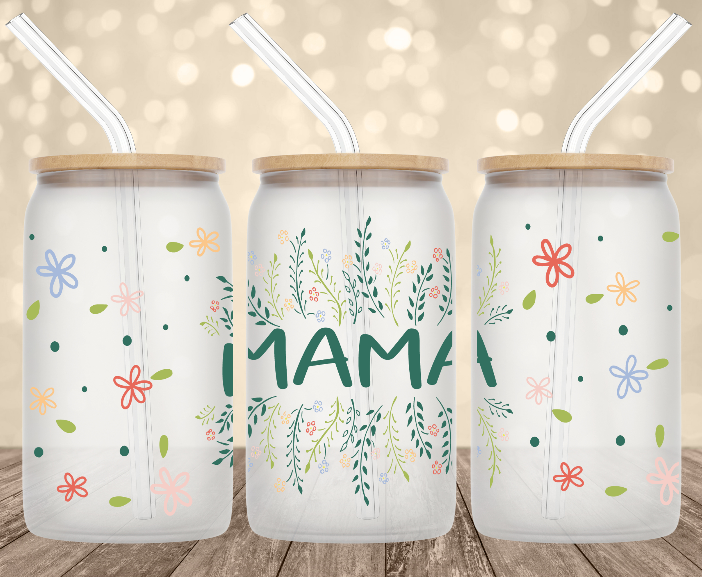 Mom Floral UV Transfer for 16 oz Glass Can Tumblers