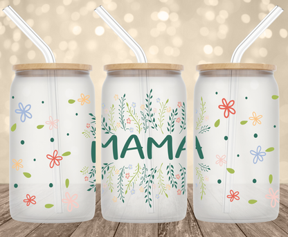 Mom Floral UV Transfer for 16 oz Glass Can