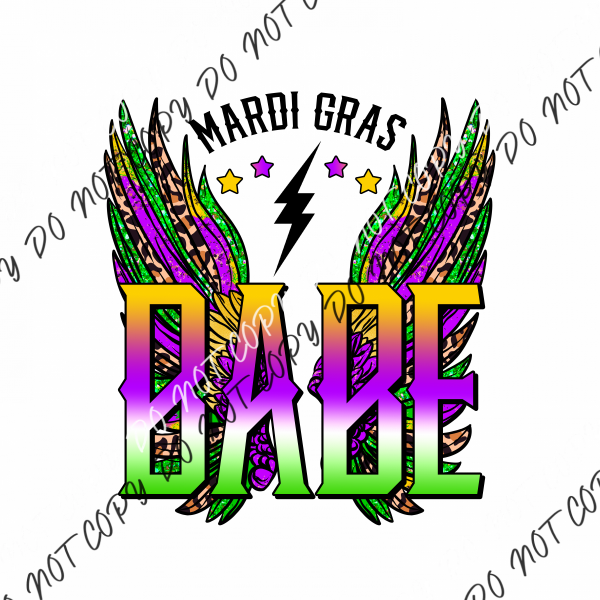 Mardi Gras Babe Wings Dtf Transfer