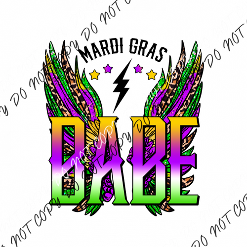 Mardi Gras Babe Wings Dtf Transfer