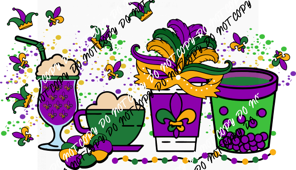 Mardi Gras Coffee DTF Transfer - We Print U Press DTF Transfers