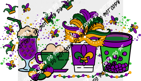 Mardi Gras Coffee DTF Transfer - We Print U Press DTF Transfers